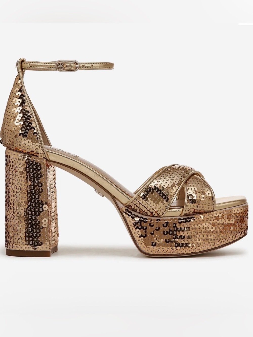 🌸SAM EDELMAN🌸 Jullian2 Platform Amber Gold Sequin Sandal Size: 6.5